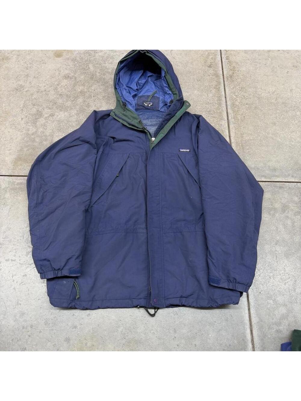 vintage patagonia navy blue storm parka jacket size xxl